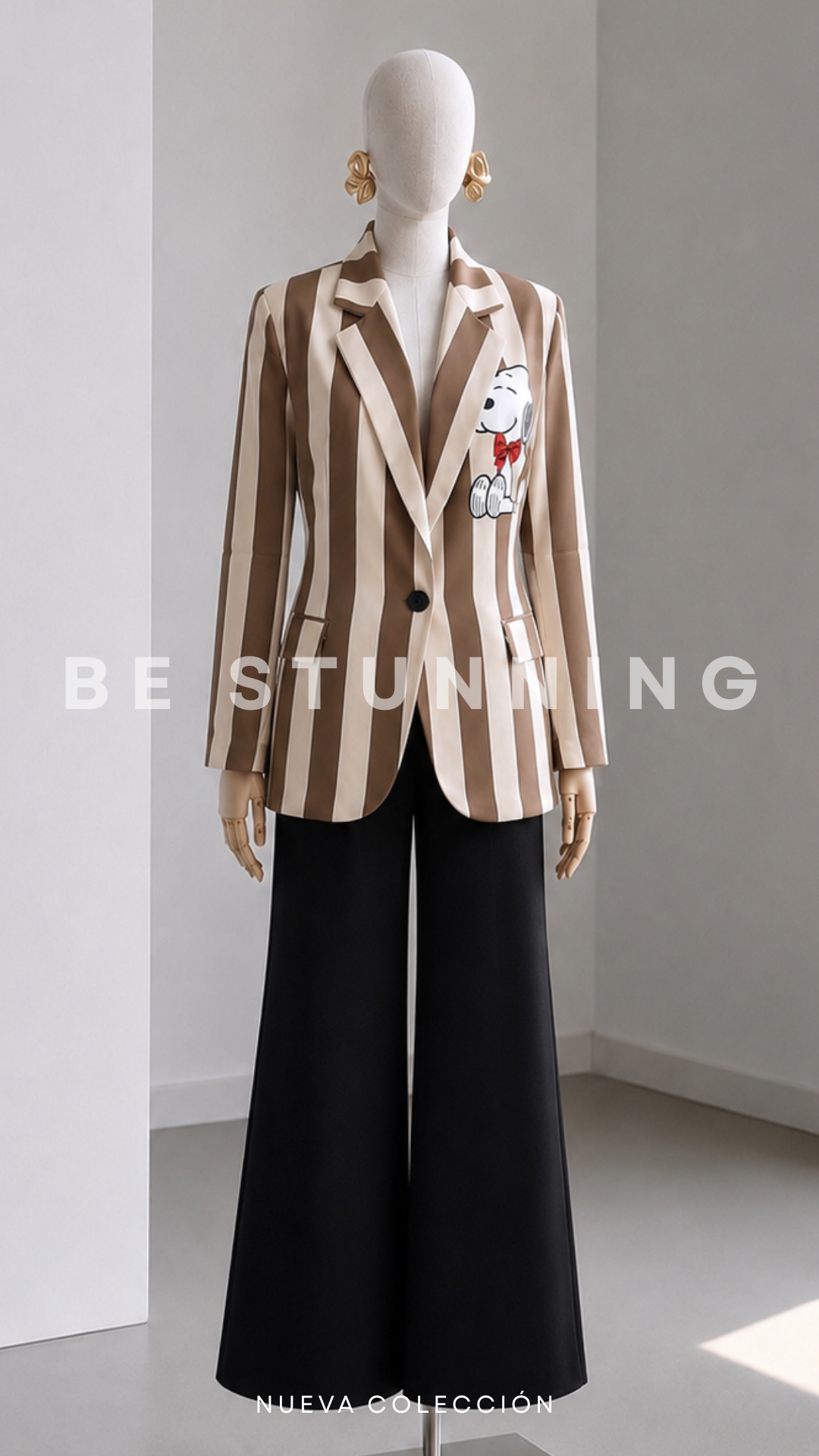 Blazer de rayas café Snoopy