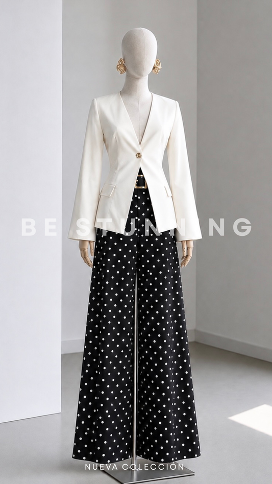 Pantalón Palazzo Lunares Negro
