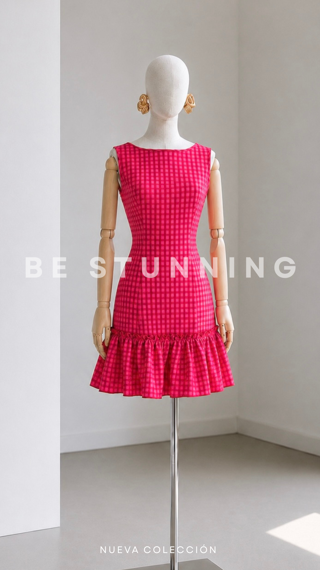 Vestido Mini Vichy Fucsia