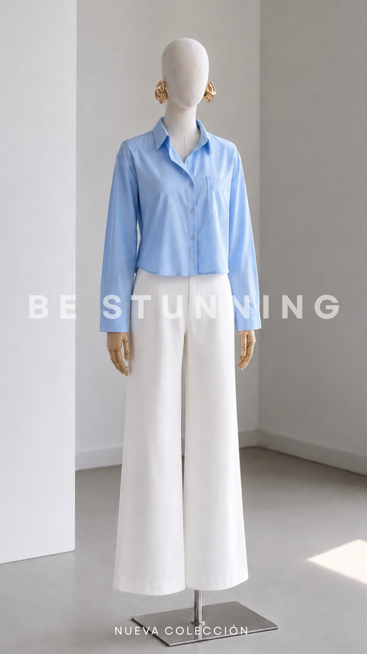 Camisa Cropped Cielo