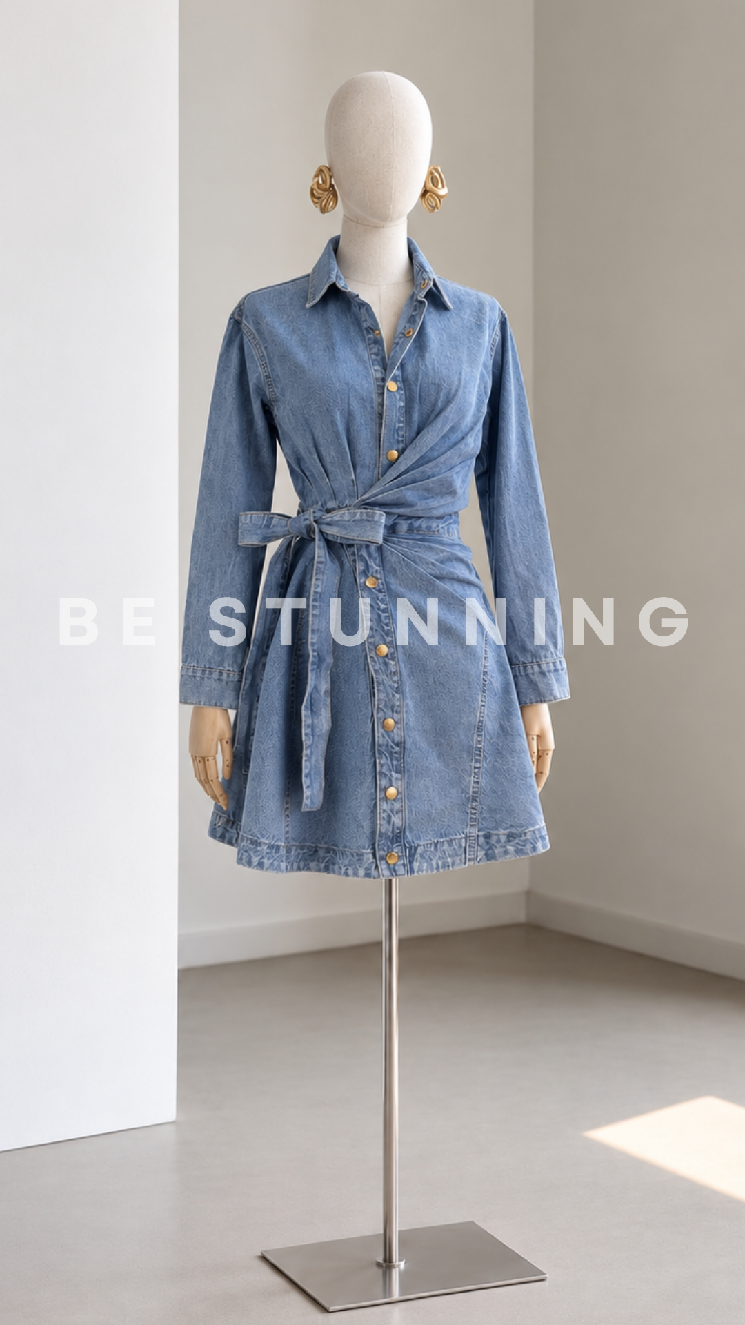Vestido Camisero Denim con Cinturón