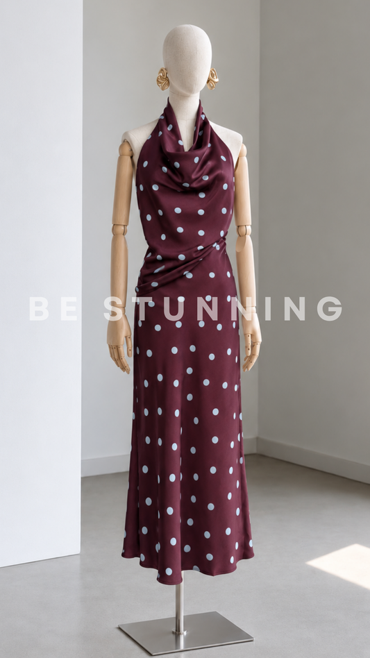 Conjunto Burgundy de Lunares