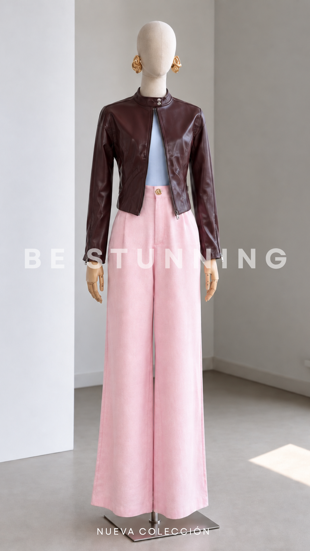 Chaqueta Burgundy Efecto Cuero